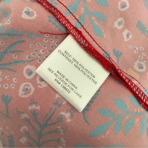 Modcloth Red Floral Collar Top Short Sleeve Small Keyhole Closure - Picture 12 of 12